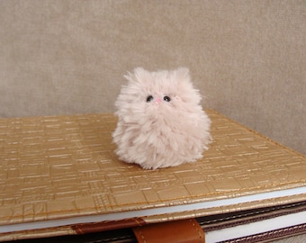 little fluffy cat, desk pet, cute cat plush, worry pet, desk toy, Amigurumi cat plush, Thank you gift. Pocket pet for a girl