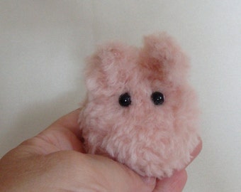 Fidget toy. Stress ball Fluffy pink bunny plush, Worry pet Crochet anxiety ball, Squishy fidget ball Handmade. Stress ball buddy.