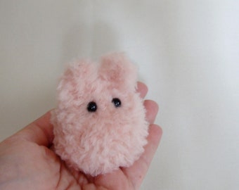 Stress ball Fluffy pink bunny plush, Worry pet Crochet anxiety ball, Squishy fidget ball Handmade stress ball buddy Fidget toy stress buddy