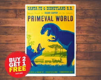 Disney Primeval World at Frontierland Magnet Tomorrowland Santa Fe /& Disneyland Railroad