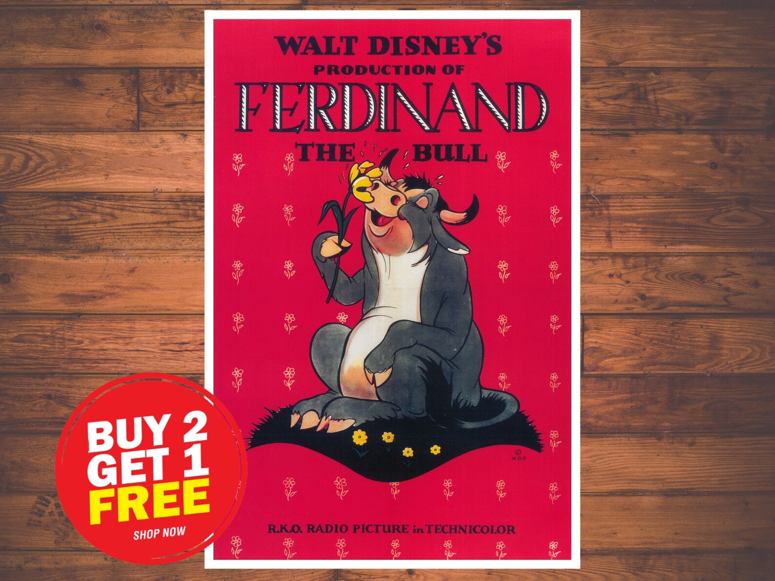 Disney Ferdinand The Bull 0257 Disney World Poster Disneyland Etsy