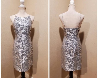 Vintage 90s y2k 2000s Isabel ardee neiman marcus Mini Irredecent silver spaghetti strap prom dress