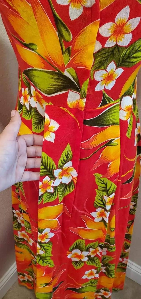 Vintage 60s 70s hawaiian maxi dress bird of parad… - image 6