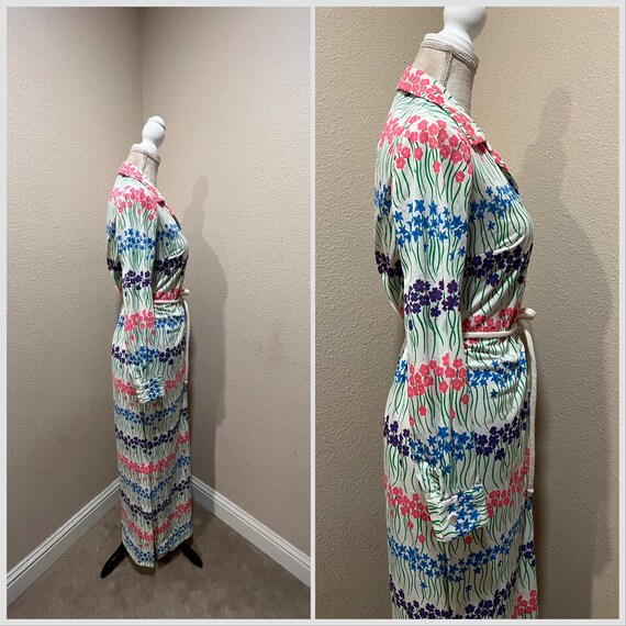 Medium large spring flower maxi length shirt dres… - image 3