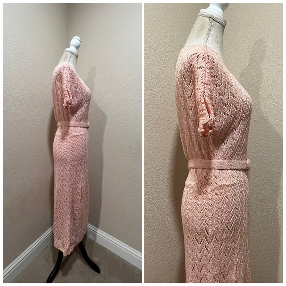 Vintage 1950s light pink dolman sleeve open zig z… - image 2