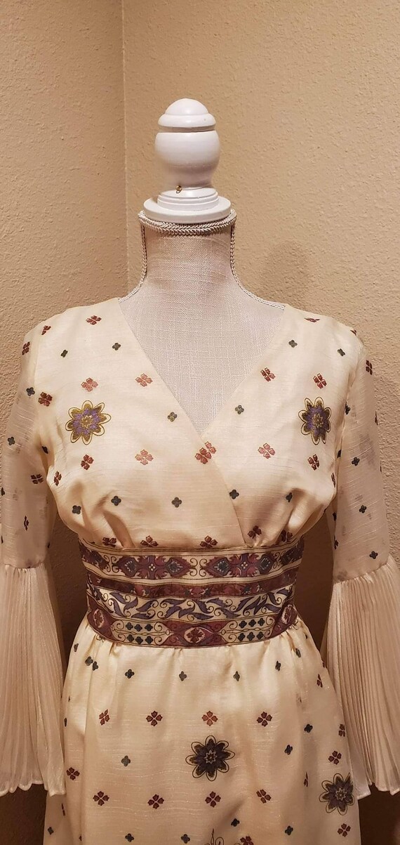 Vintage 70s alfred shaheen maxi hostess dress ple… - image 7
