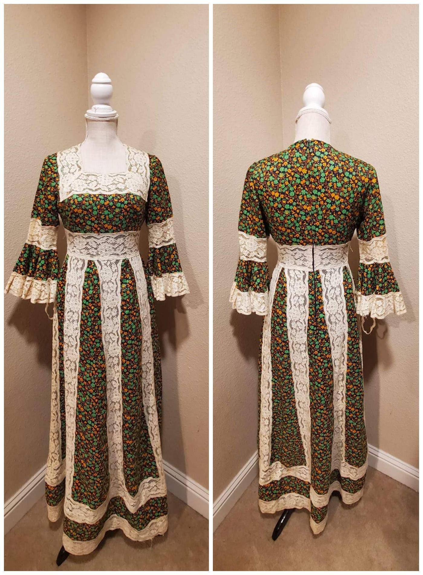 Vintage 60s 70s Truworths Floral.maxi 