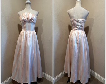 Medium large gunne sax vintage 80s does 50s cupcake prom dress pink white candy stripes shelf bust