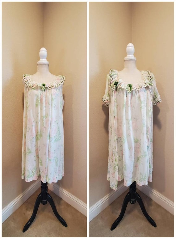 Vintage 60s 70s komar 2pc Robe nightgown negligee 