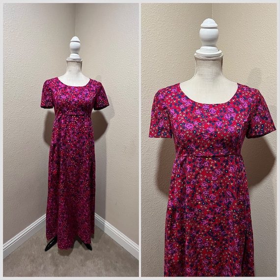 Small medium vintage 60s 70s empire waist maxi dr… - image 3