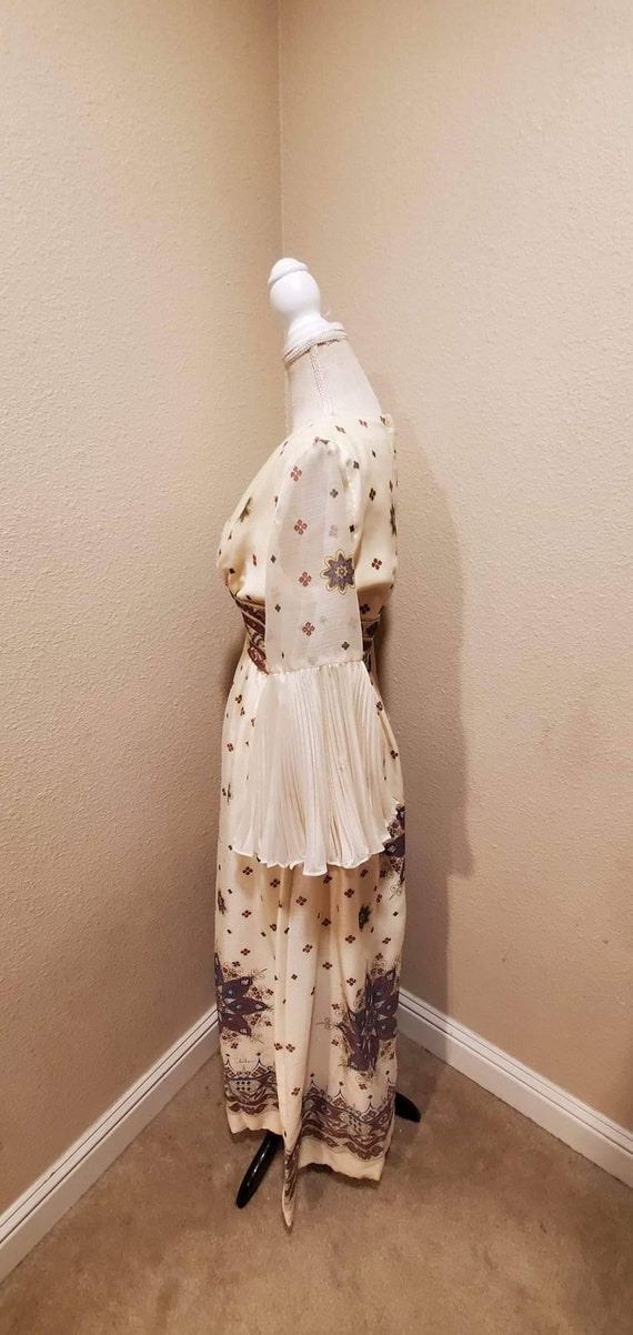 Vintage 70s alfred shaheen maxi hostess dress ple… - image 3