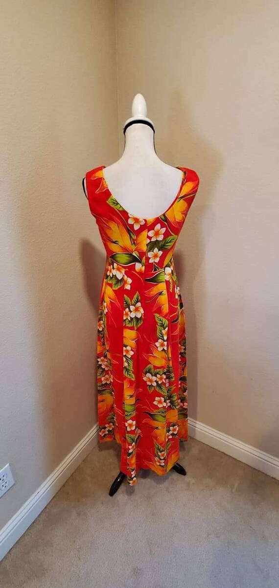 Vintage 60s 70s hawaiian maxi dress bird of parad… - image 3