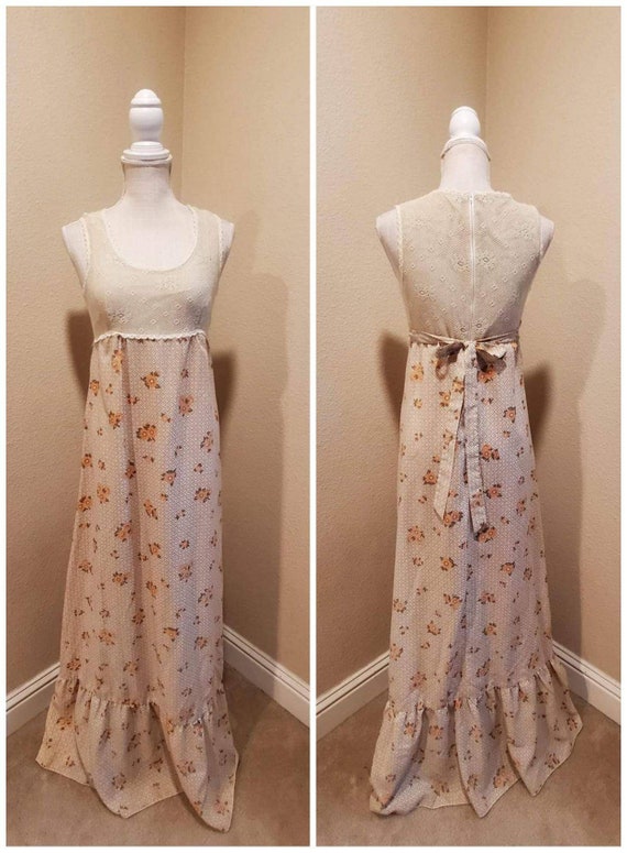 Vintage 60s 70s Cottage Core prairie sun dress max