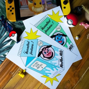 Miltank Moo Moo Milk Carton, Poke Inspired Home Print - Nintendo Gaming Fan Art, Gameboy Kawaii Art