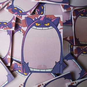 Bloc-notes Gigantamax Poke Gengar - anime kawaii, remplissage de bas de Noël, père Noël secret, fan art de jeux vidéo, carte anime kawaii, conception de tatouage Gameboy