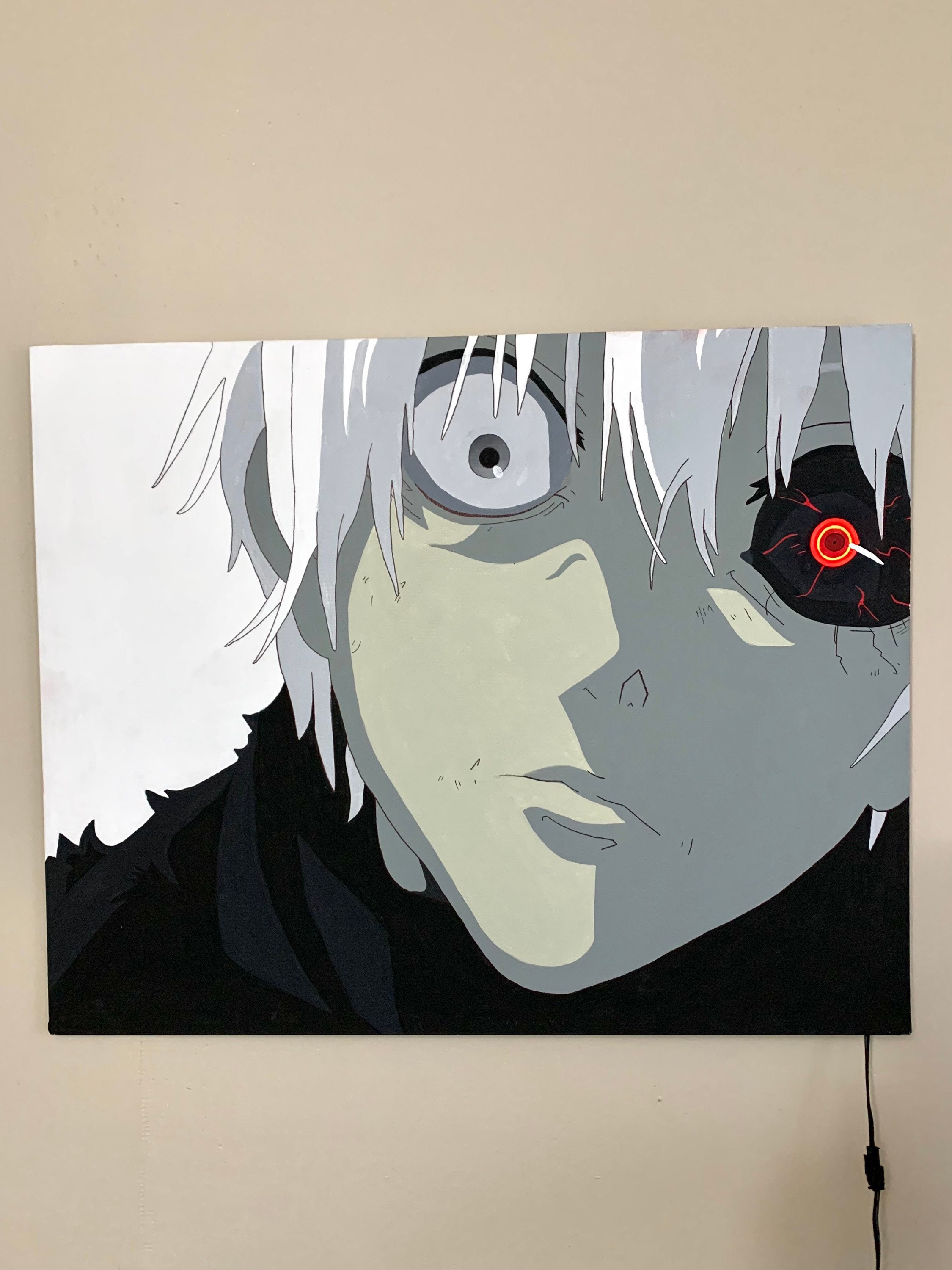 Handmade Anime Oil Painting on Canvas Semi Realistic White  Etsy