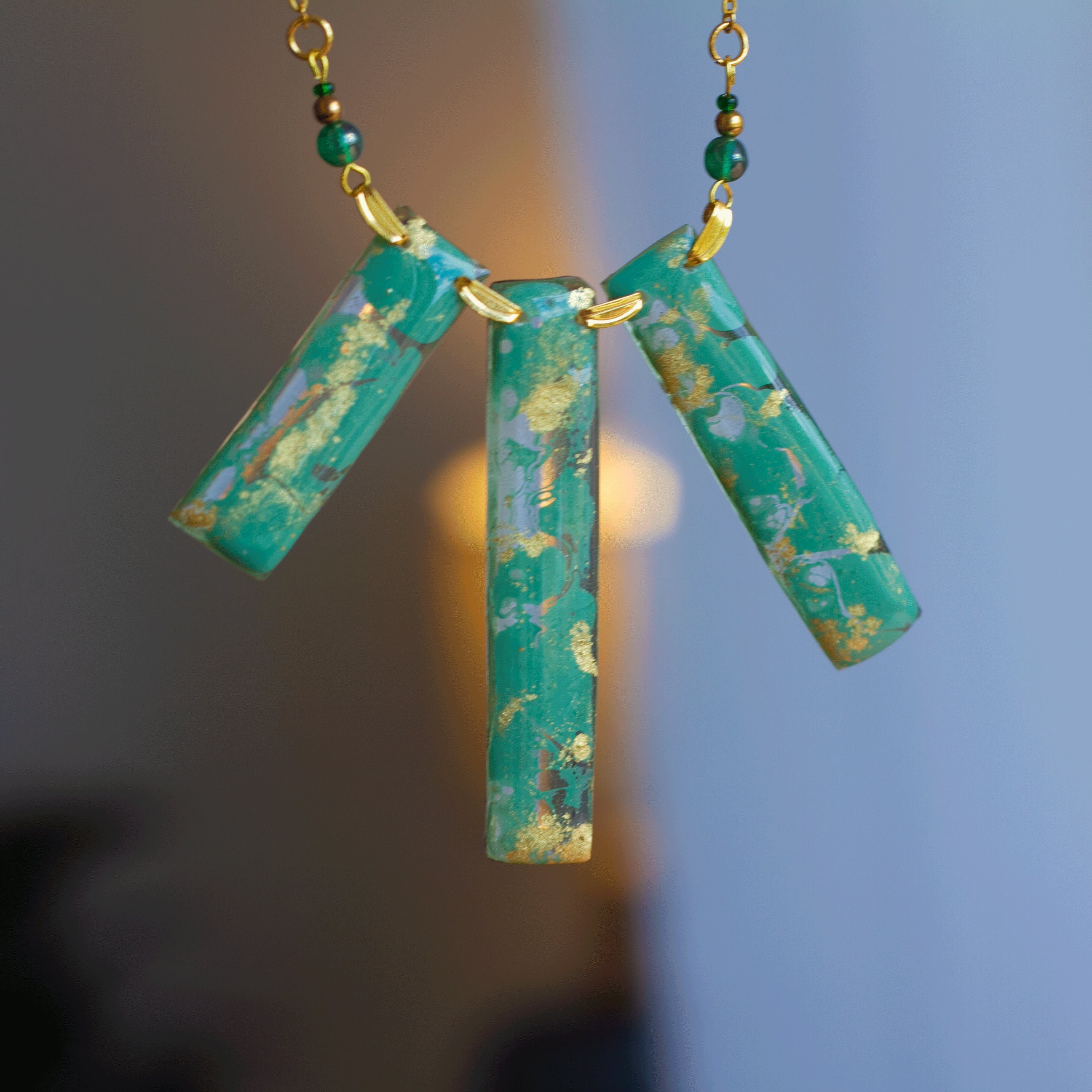 Epoxy resin necklace Handmade Etsy