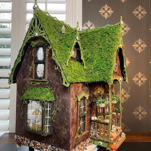 Victorian Gothic Haunted Dollhouse Witch House, Handmade By Artist, FURNISHED 1:12 Halloween image 7