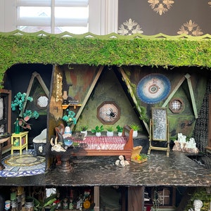 Victorian Gothic Haunted Dollhouse Witch House, Handmade By Artist, FURNISHED 1:12 Halloween image 5