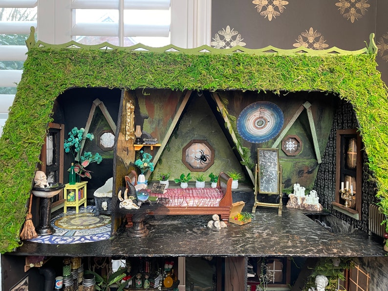 Victorian Gothic Haunted Dollhouse Witch House, Handmade By Artist, FURNISHED 1:12 Halloween image 5