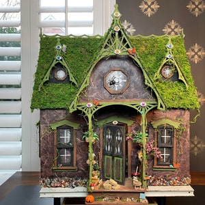 Victorian Gothic Haunted Dollhouse Witch House, Handmade By Artist, FURNISHED 1:12 Halloween image 1