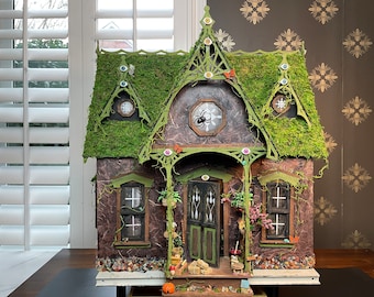 Victorian Gothic Haunted Dollhouse Witch House, Handmade By Artist, FURNISHED 1:12 Halloween