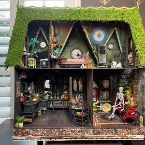 Victorian Gothic Haunted Dollhouse Witch House, Handmade By Artist, FURNISHED 1:12 Halloween image 2