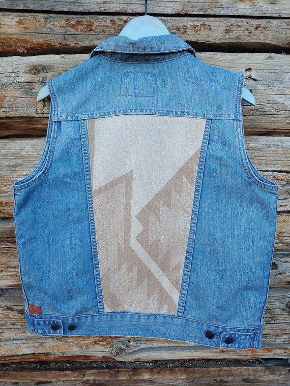 Denim \u0026 Wool Vest Denim Vest Jean Vest 