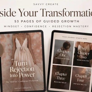 Verwandle Zurückweisung in Kraft Arbeitsbuch | “Hell Ja” Vertrauen Notizbuch | Selbstwachstums- druckbare PDF | Mindset-Reset für Frauen | Canva Bearbeitbar