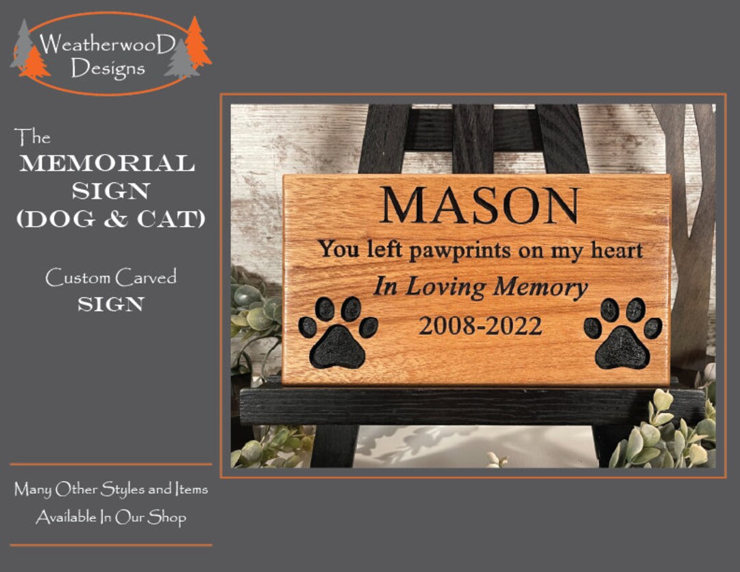 Personalized Wood Pet Memorial Plaque Custom Pet Remembrance Etsy