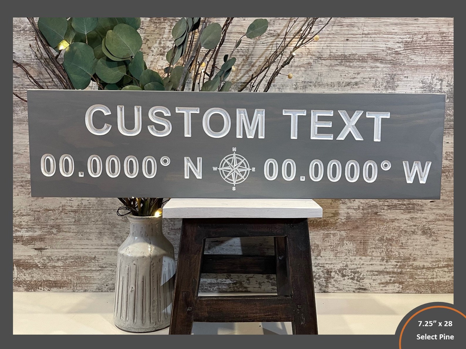 Carved Wooden Coordinate Sign Personalized Wood Latitude Etsy