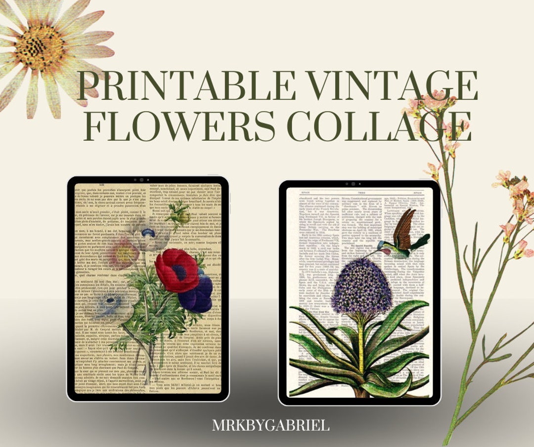 Printable Collage - Vintage Flowers - Etsy