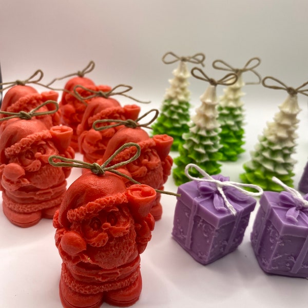 Handmade Organic Beeswax Candles - Christmas Decor - Table Decorations - Aromatherapy - Tea Cup- Santa- Presents- Tree