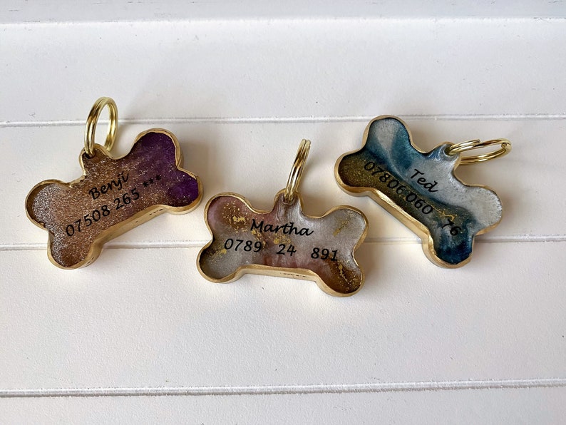Personalised Agate Style Resin Dog Name Popular Brand Gold G With Silver