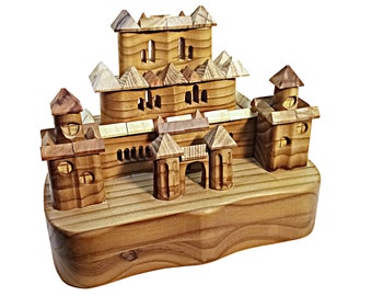 Wooden pop up castle, Telescopic castle, 3D Castle