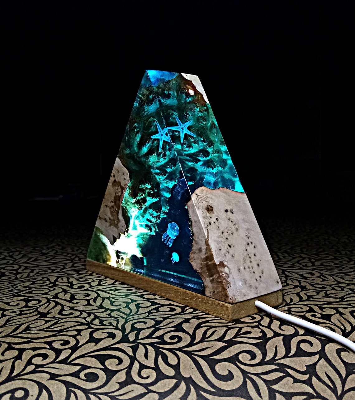 Resin Lamp Deep Sea Cave Diving Epoxy Light Wood Night Etsy