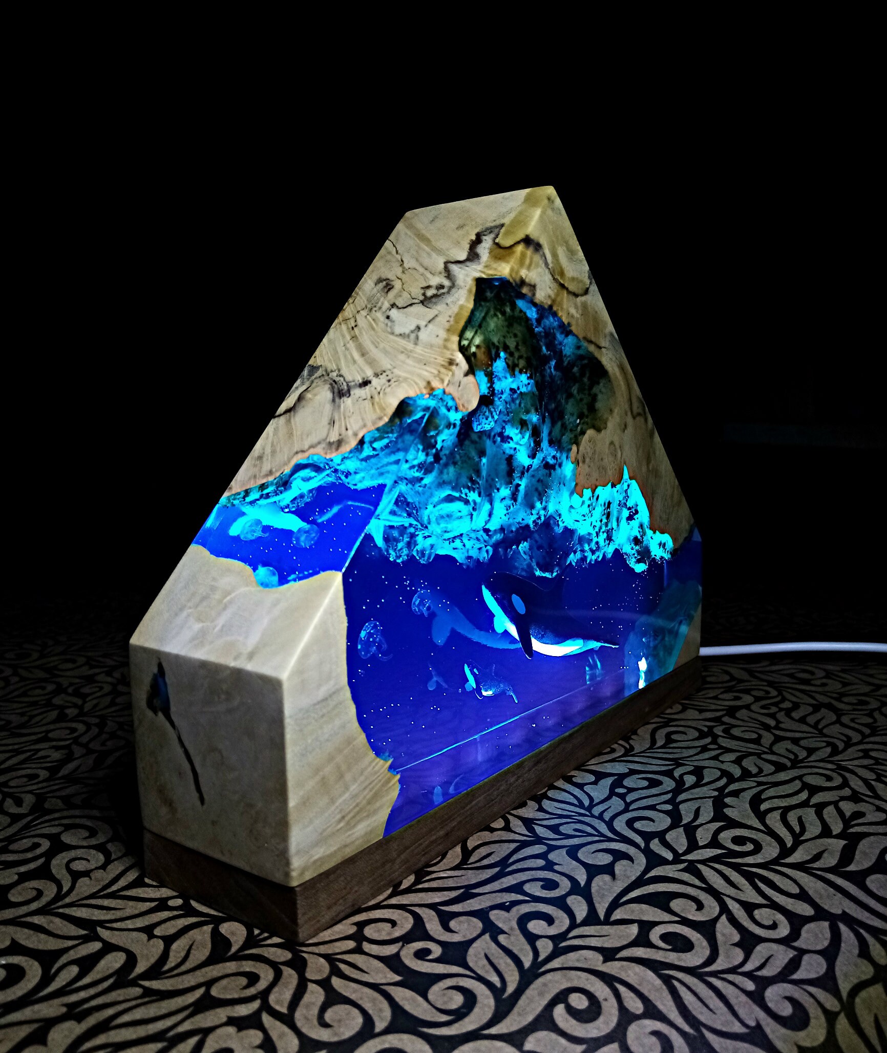 Epoxy resin lamp Resin table lamp Epoxy night light Etsy