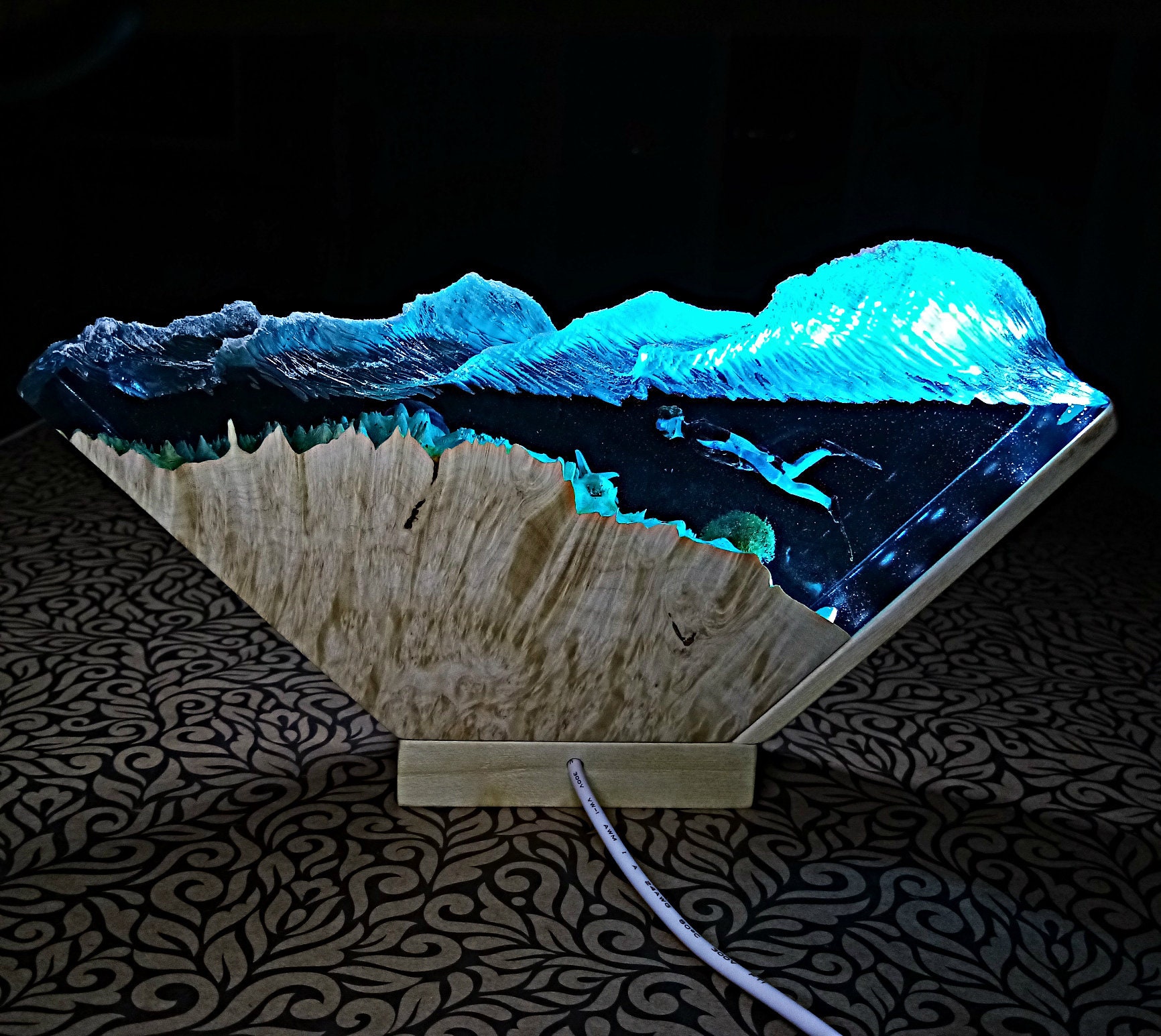 Cave Diving Epoxy Night Light Wood Resin Light Lamp Scuba Etsy
