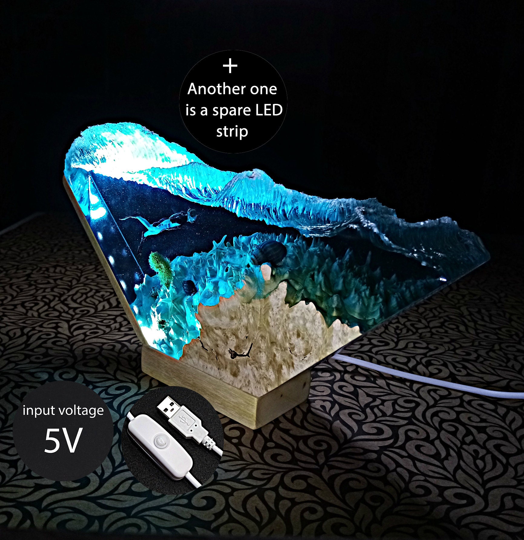 Cave Diving Epoxy Night Light Wood Resin Light Lamp Scuba | Etsy