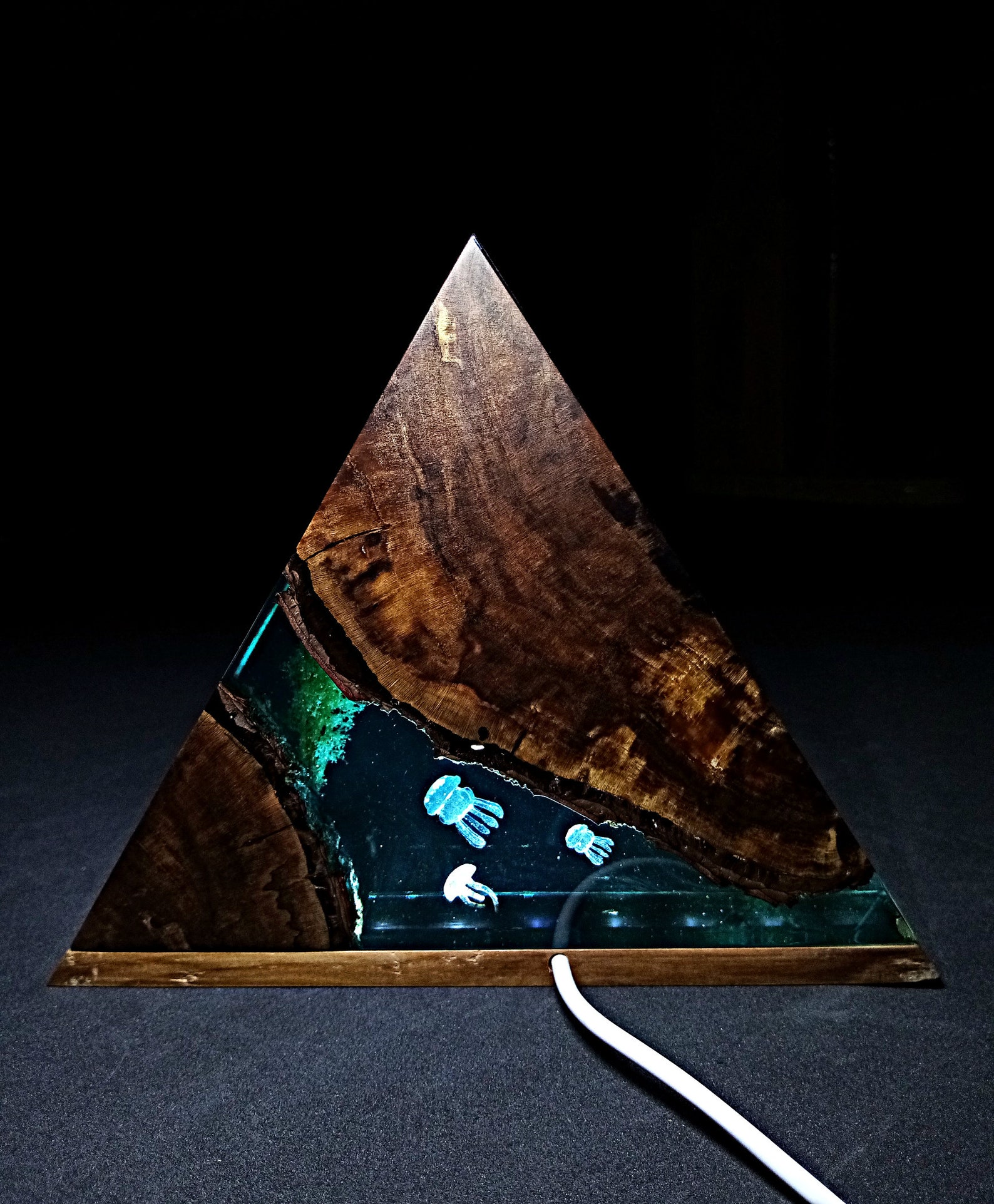 Preorder Epoxy Wood Lamp Resin Night Light Ocean Etsy