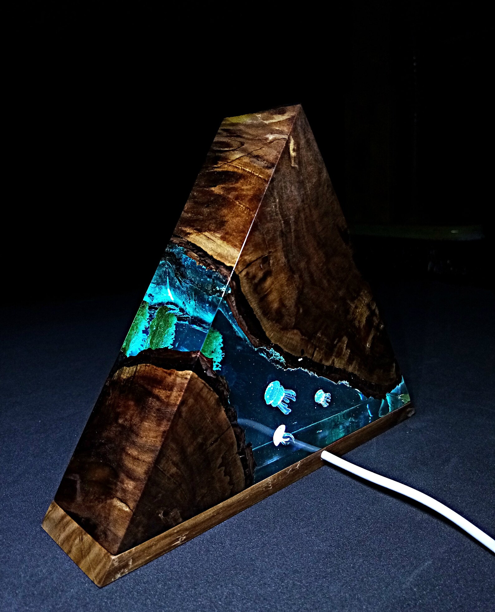 Preorder Epoxy Wood Lamp Resin Night Light Ocean Etsy