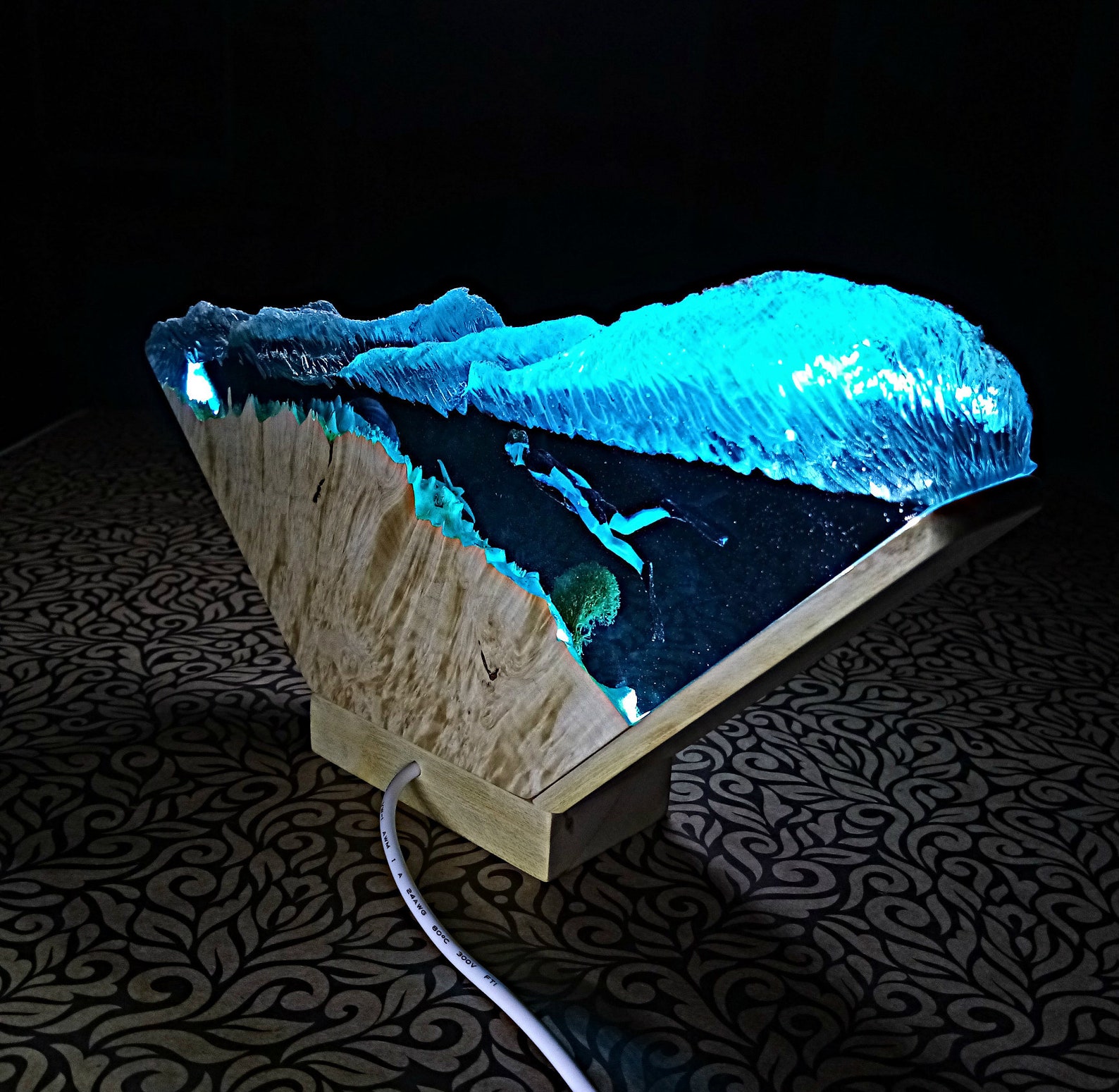 Cave Diving Epoxy Night Light Wood Resin Light Lamp Scuba Etsy
