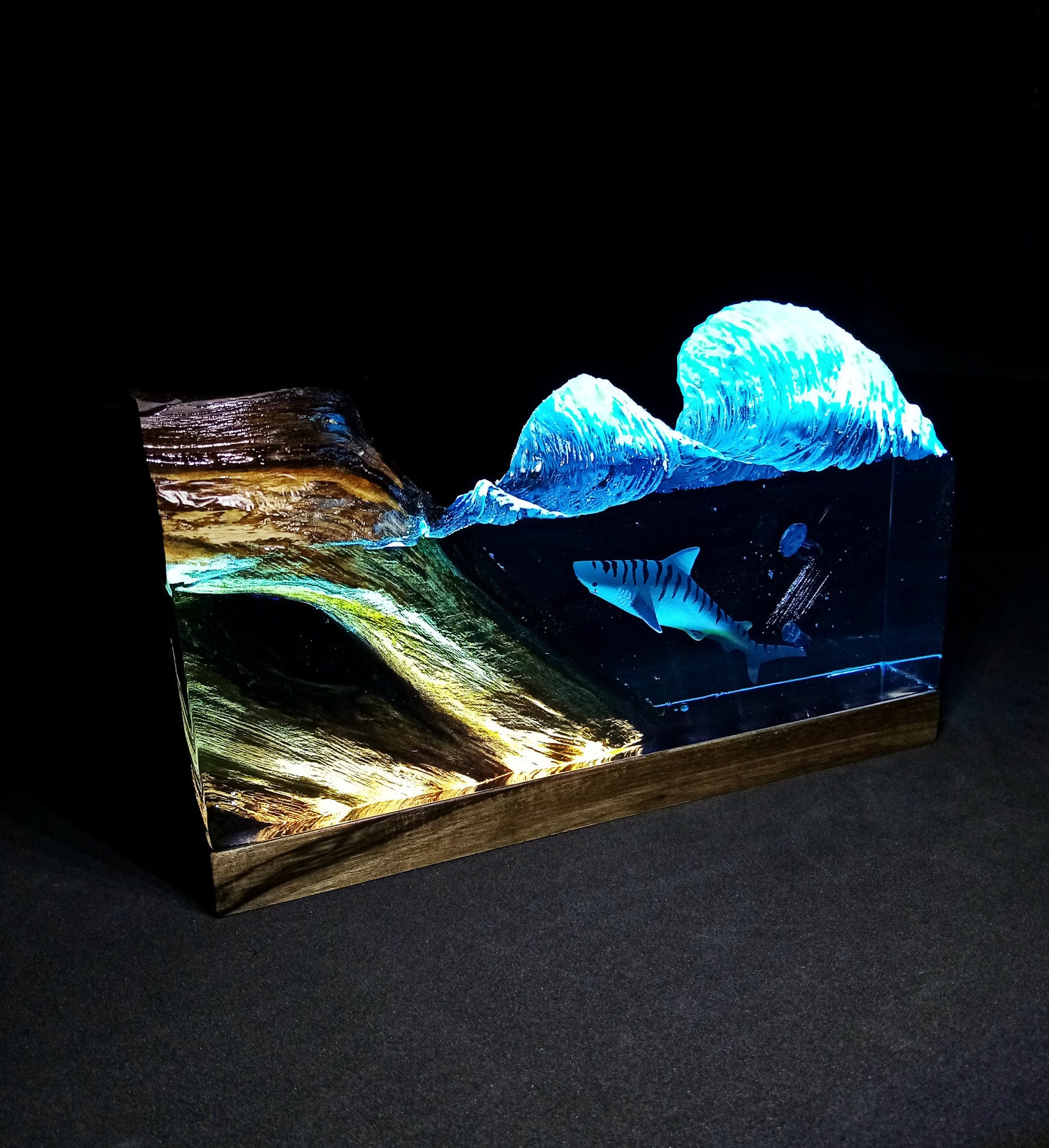 Epoxy resin lamp Epoxy night light Epoxy wood lamp Resin Etsy