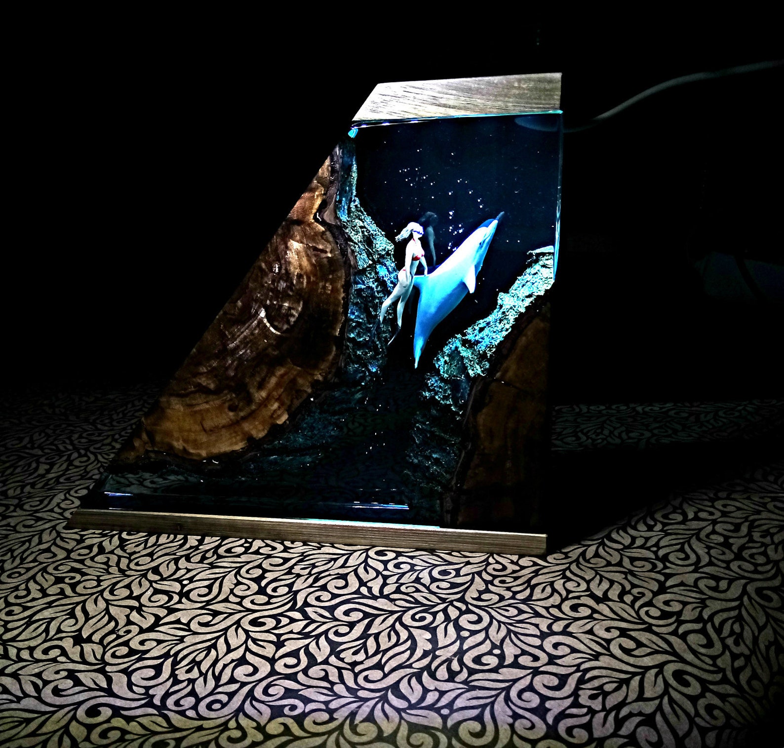 Night epoxy lamp Epoxy lamp scuba diving gift girl diver Etsy