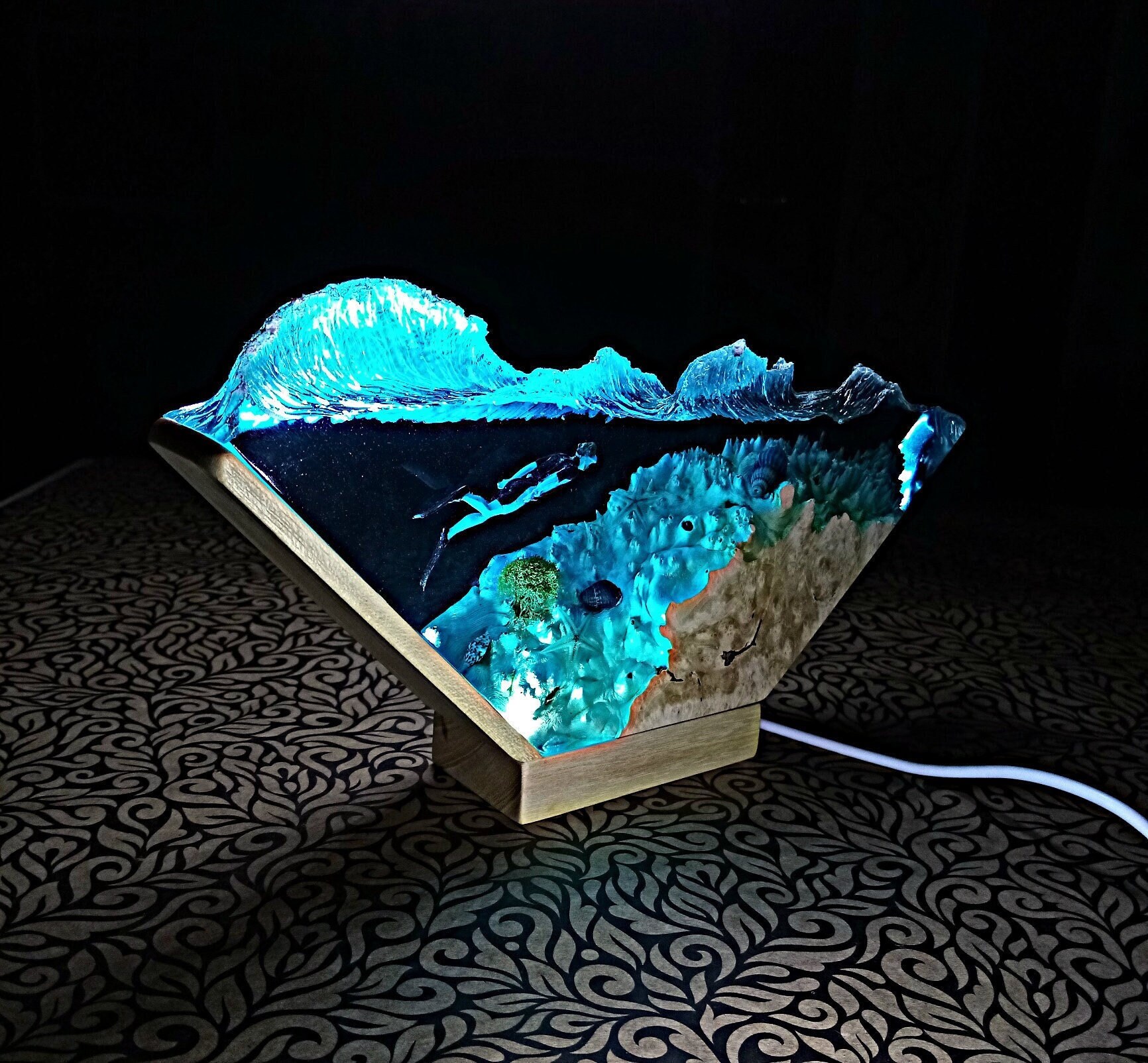 Cave Diving Epoxy Night Light Wood Resin Light Lamp Scuba Etsy