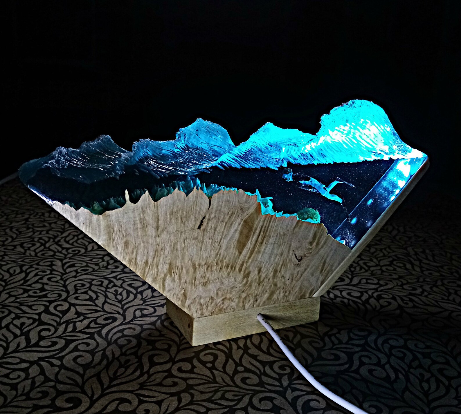 Cave Diving Epoxy Night Light Wood Resin Light Lamp Scuba Etsy