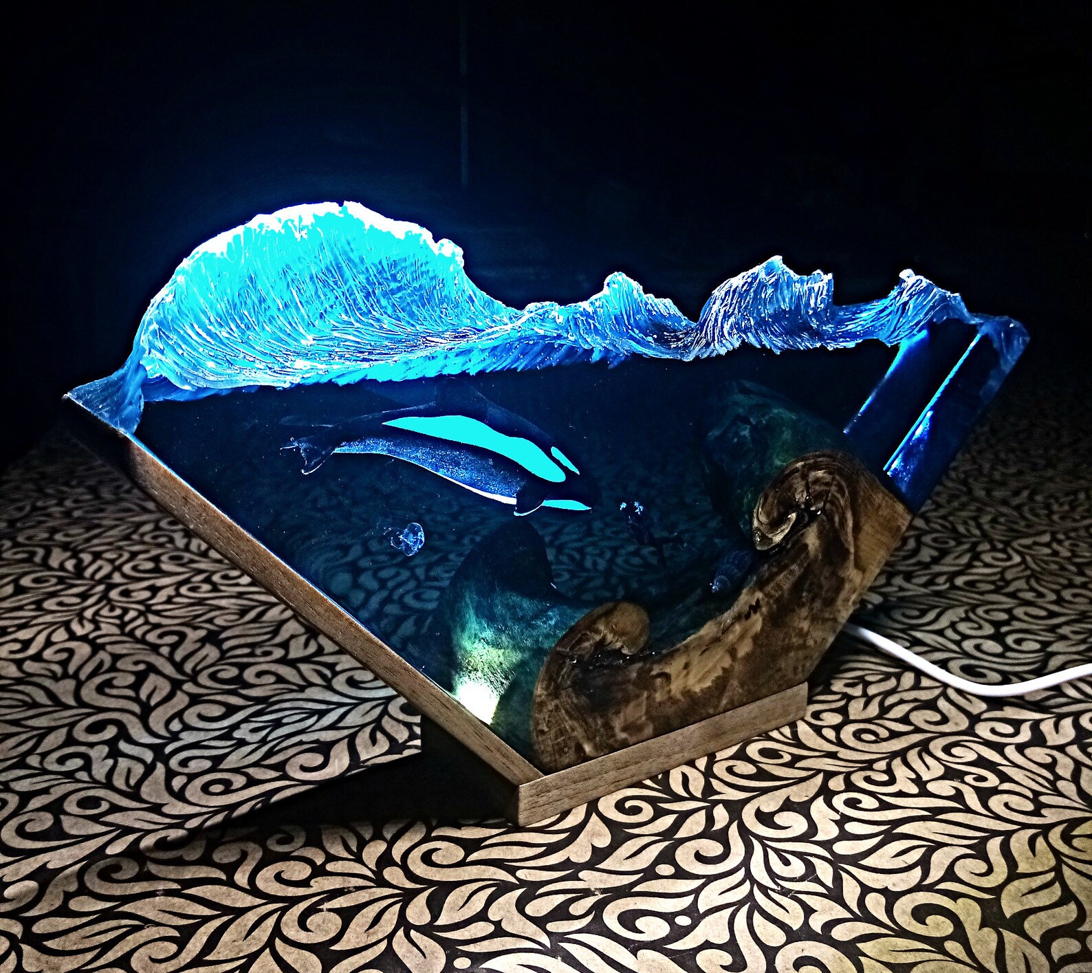 Epoxy wood lamp Night light scuba diving gift Etsy