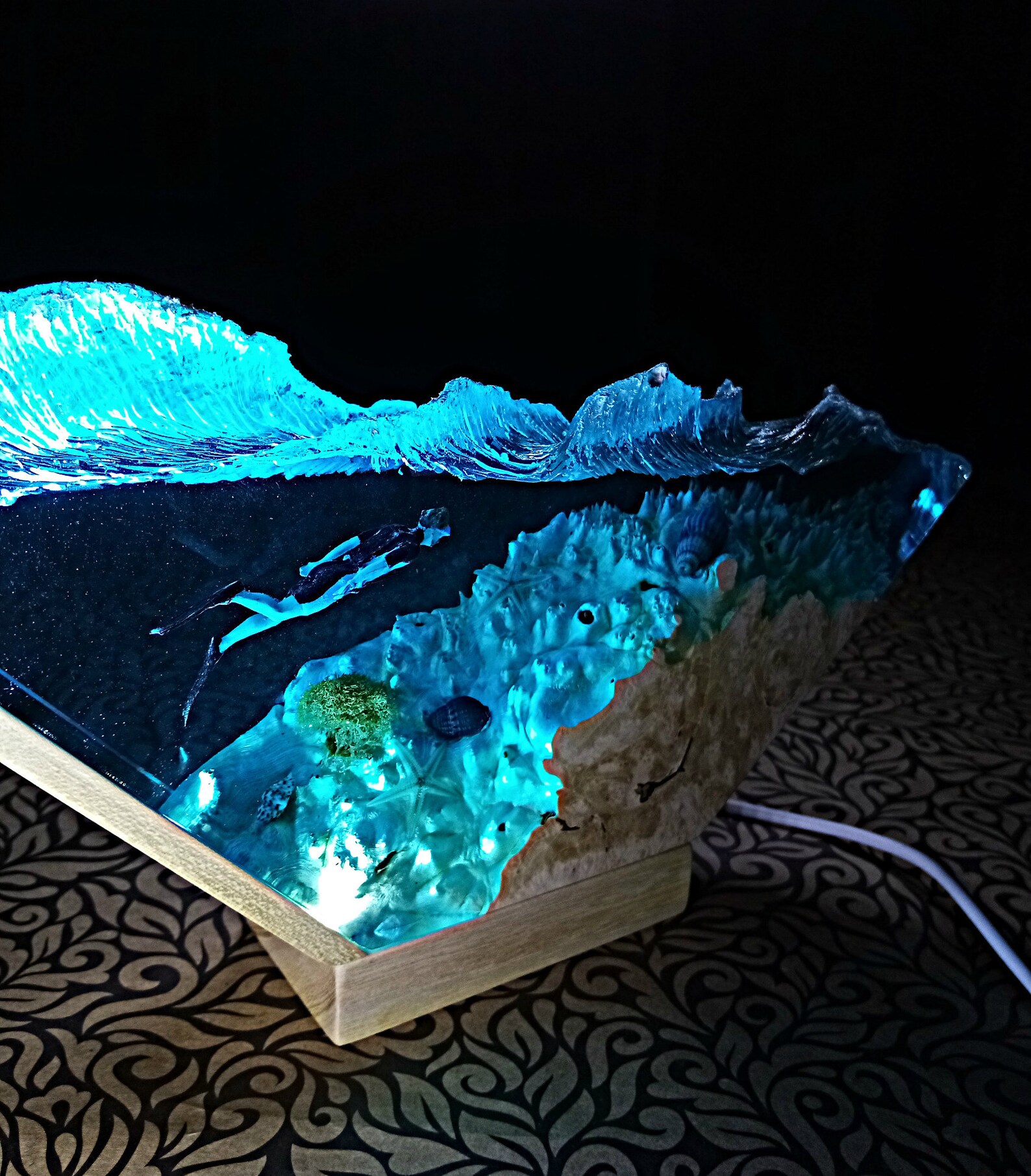 Cave Diving Epoxy Night Light Wood Resin Light Lamp Scuba Etsy