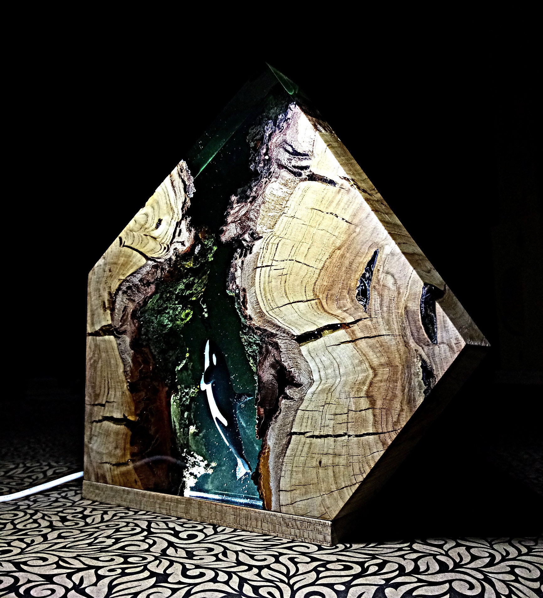 Epoxy night light Epoxy light Resin lamp blue Resin lamp Etsy