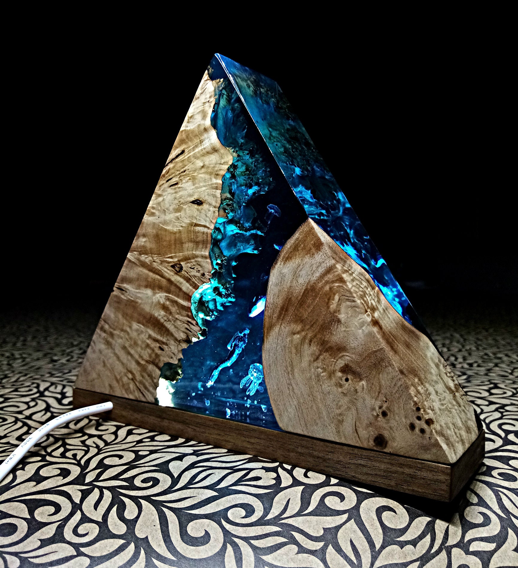 Resin lamp Epoxy night light Resin lamp Epoxy light Wooden Etsy